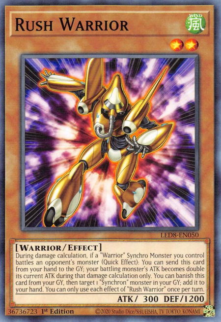 Rush Warrior trading card from Legendary Duelists: Synchro Storm Rush Warrior - Legendary Duelists: Synchro Storm YuGiOh trading card