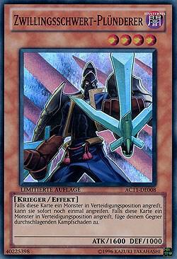Twin-Sword Marauder (German) - "Zwillingsschwert-Plunderer" trading card from Advent Calendar 2011 (Adventskalender) Twin-Sword Marauder (German) - "Zwillingsschwert-Plunderer" - Advent Calendar 2011 (Adventskalender) YuGiOh trading card