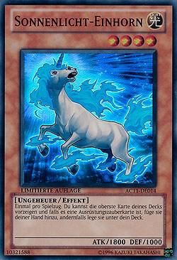 Sunlight Unicorn (German) - "Sonnenlicht-Einhorn" trading card from Advent Calendar 2011 (Adventskalender) Sunlight Unicorn (German) - "Sonnenlicht-Einhorn" - Advent Calendar 2011 (Adventskalender) YuGiOh trading card