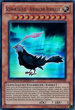 Blackwing - Aurora the Northern Lights (German) - "Schwarzflugel - Aurora das Nordlicht" trading card from Advent Calendar 2011 (Adventskalender) Blackwing - Aurora the Northern Lights (German) - "Schwarzflugel - Aurora das Nordlicht" - Advent Calendar 2011 (Adventskalender) YuGiOh trading card