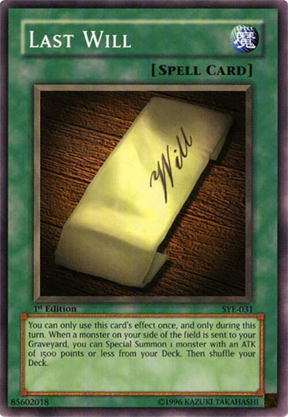 Last Will - Starter Deck: Yugi Evolution YuGiOh trading card