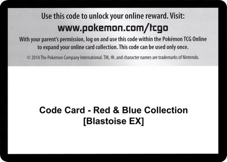 Code Card - Red & Blue Collection [Blastoise EX] - Generations Pokémon trading card