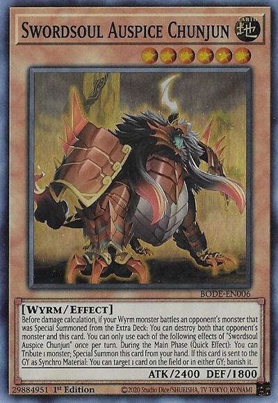 Swordsoul Auspice Chunjun - Burst of Destiny YuGiOh trading card