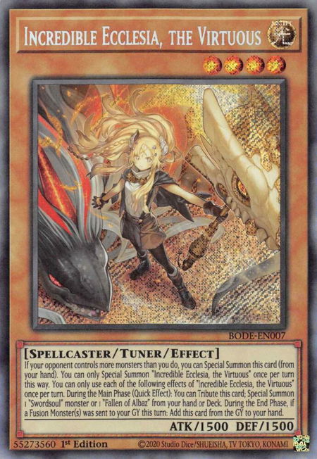 Incredible Ecclesia, the Virtuous trading card from Burst of Destiny Incredible Ecclesia, the Virtuous - Burst of Destiny YuGiOh trading card