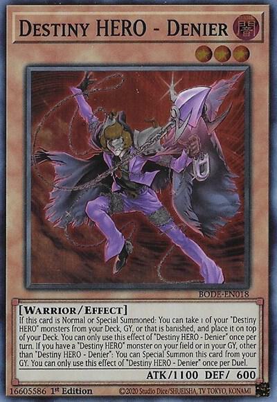 Destiny HERO - Denier - Burst of Destiny YuGiOh trading card