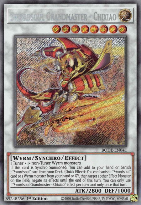 Swordsoul Grandmaster - Chixiao trading card from Burst of Destiny Swordsoul Grandmaster - Chixiao - Burst of Destiny YuGiOh trading card