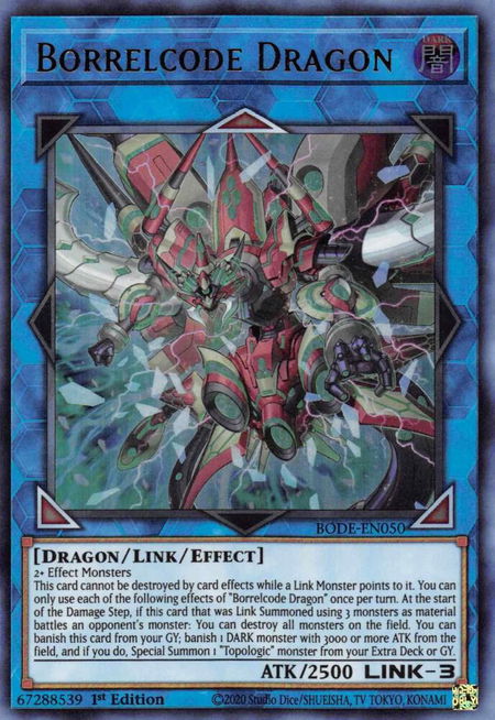 Borrelcode Dragon trading card from Burst of Destiny Borrelcode Dragon - Burst of Destiny YuGiOh trading card