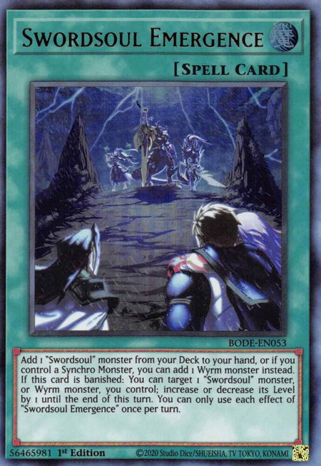 Swordsoul Emergence trading card from Burst of Destiny Swordsoul Emergence - Burst of Destiny YuGiOh trading card