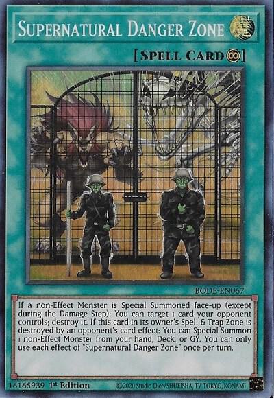Supernatural Danger Zone trading card from Burst of Destiny Supernatural Danger Zone - Burst of Destiny YuGiOh trading card