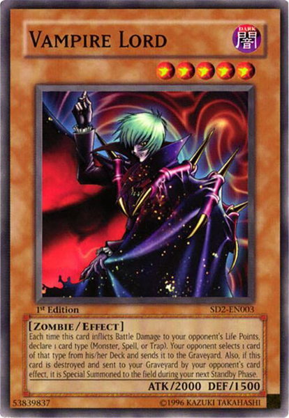 Vampire Lord trading card from Structure Deck: Zombie Madness Vampire Lord - Structure Deck: Zombie Madness YuGiOh trading card