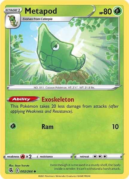 Metapod trading card from SWSH08: Fusion Strike Metapod - SWSH08: Fusion Strike Pokémon trading card