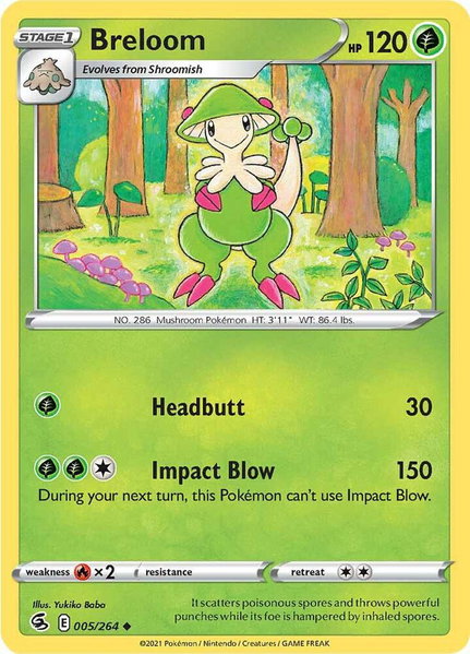 Breloom trading card from SWSH08: Fusion Strike Breloom - SWSH08: Fusion Strike Pokémon trading card