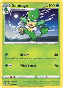Simisage - SWSH08: Fusion Strike (SWSH08) #008/264 - Uncommon Pokémon Trading Card