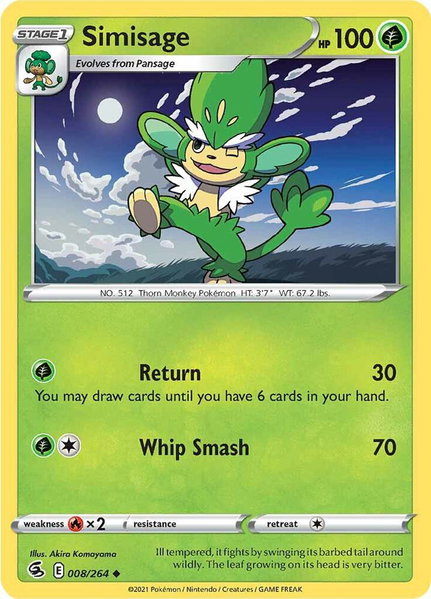 Simisage trading card from SWSH08: Fusion Strike Simisage - SWSH08: Fusion Strike Pokémon trading card