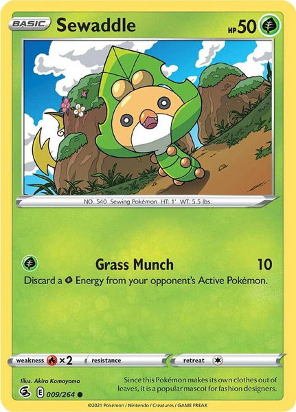 Sewaddle trading card from SWSH08: Fusion Strike Sewaddle - SWSH08: Fusion Strike Pokémon trading card
