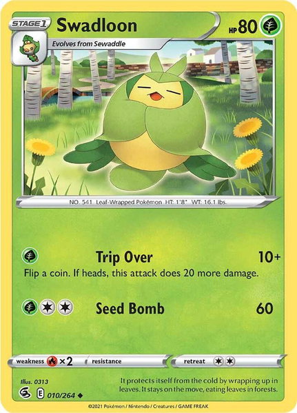 Swadloon trading card from SWSH08: Fusion Strike Swadloon - SWSH08: Fusion Strike Pokémon trading card