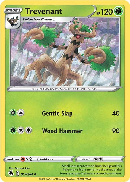 Trevenant trading card from SWSH08: Fusion Strike Trevenant - SWSH08: Fusion Strike Pokémon trading card