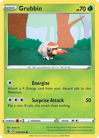 Grubbin - SWSH08: Fusion Strike (SWSH08) #018/264 - Common Pokémon Trading Card