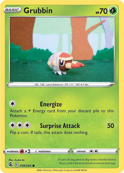 Grubbin trading card from SWSH08: Fusion Strike Grubbin - SWSH08: Fusion Strike Pokémon trading card