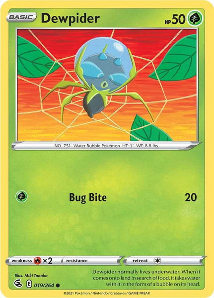 Dewpider trading card from SWSH08: Fusion Strike Dewpider - SWSH08: Fusion Strike Pokémon trading card