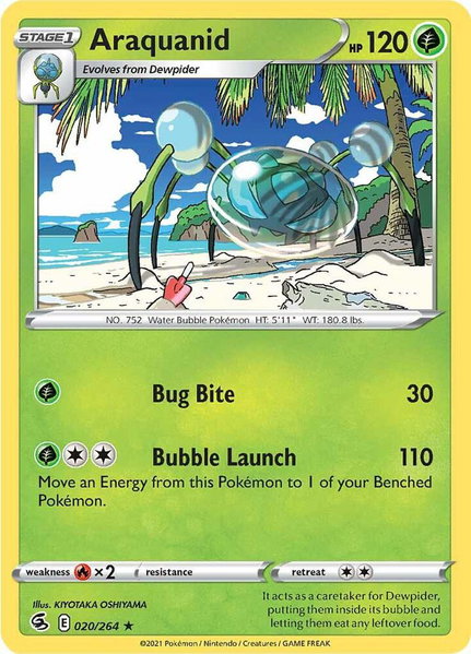 Araquanid trading card from SWSH08: Fusion Strike Araquanid - SWSH08: Fusion Strike Pokémon trading card