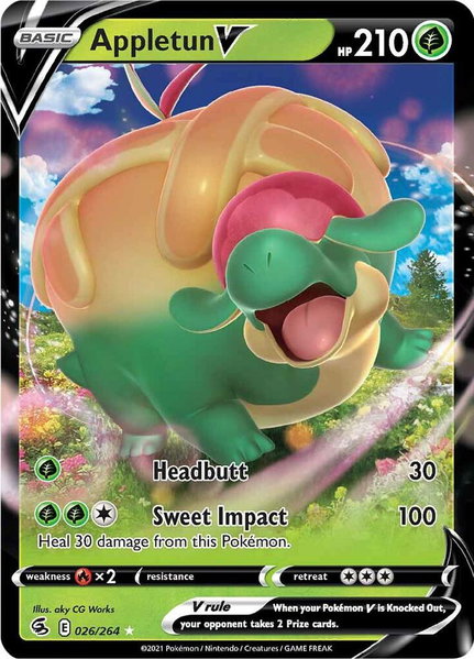 Appletun V trading card from SWSH08: Fusion Strike Appletun V - SWSH08: Fusion Strike Pokémon trading card
