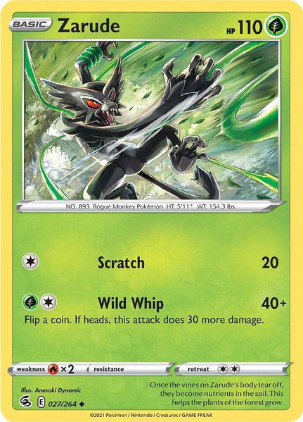 Zarude trading card from SWSH08: Fusion Strike Zarude - SWSH08: Fusion Strike Pokémon trading card