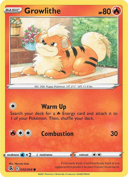 Growlithe trading card from SWSH08: Fusion Strike Growlithe - SWSH08: Fusion Strike Pokémon trading card