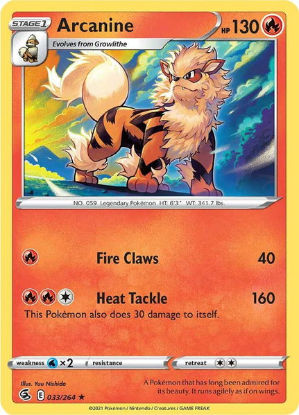 Arcanine trading card from SWSH08: Fusion Strike Arcanine - SWSH08: Fusion Strike Pokémon trading card