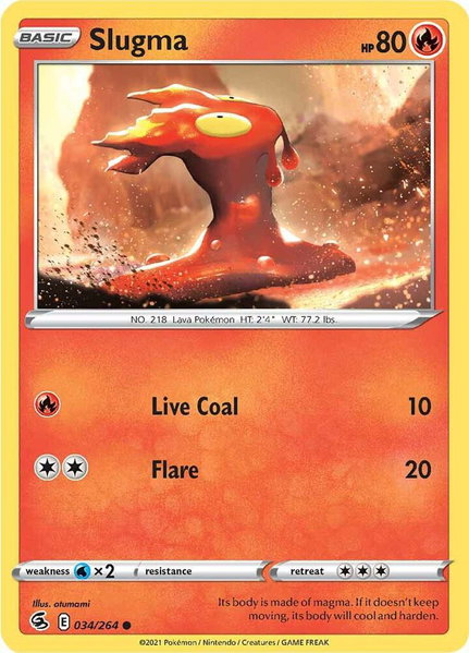 Slugma trading card from SWSH08: Fusion Strike Slugma - SWSH08: Fusion Strike Pokémon trading card