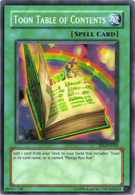 Toon Table of Contents trading card from Tournament Pack 6 Toon Table of Contents - Tournament Pack 6 YuGiOh trading card