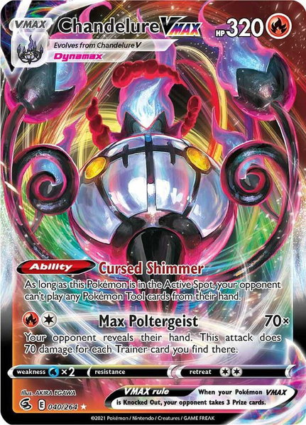Chandelure VMAX trading card from SWSH08: Fusion Strike Chandelure VMAX - SWSH08: Fusion Strike Pokémon trading card