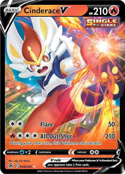 Cinderace V (44) trading card from SWSH08: Fusion Strike Cinderace V (44) - SWSH08: Fusion Strike Pokémon trading card