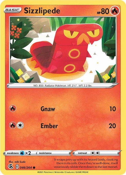 Sizzlipede (46) trading card from SWSH08: Fusion Strike Sizzlipede (46) - SWSH08: Fusion Strike Pokémon trading card