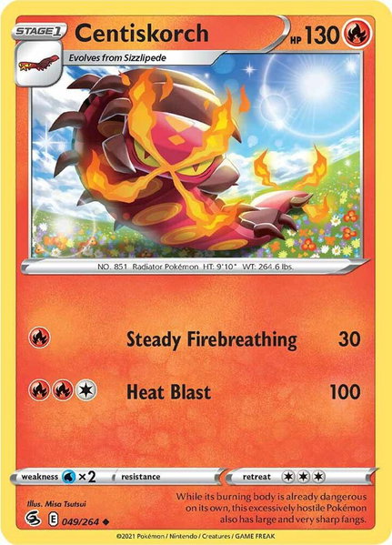 Centiskorch (49) trading card from SWSH08: Fusion Strike Centiskorch (49) - SWSH08: Fusion Strike Pokémon trading card