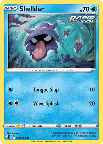 Shellder trading card from SWSH08: Fusion Strike Shellder - SWSH08: Fusion Strike Pokémon trading card