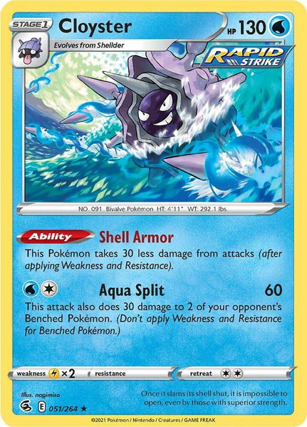 Cloyster trading card from SWSH08: Fusion Strike Cloyster - SWSH08: Fusion Strike Pokémon trading card