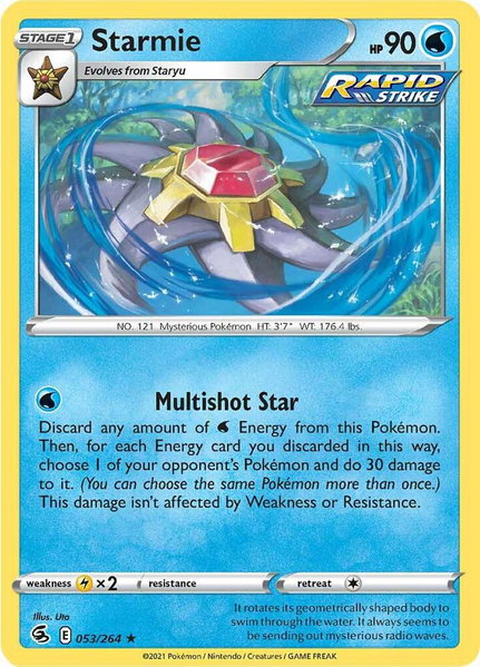 Starmie trading card from SWSH08: Fusion Strike Starmie - SWSH08: Fusion Strike Pokémon trading card