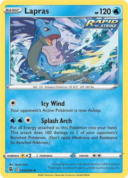 Lapras trading card from SWSH08: Fusion Strike Lapras - SWSH08: Fusion Strike Pokémon trading card