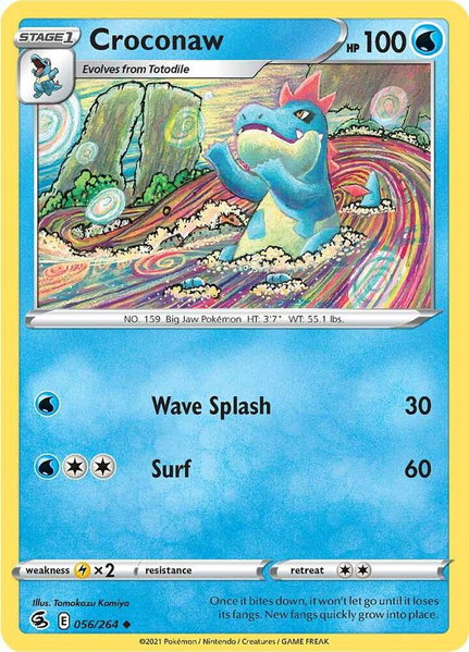 Croconaw trading card from SWSH08: Fusion Strike Croconaw - SWSH08: Fusion Strike Pokémon trading card