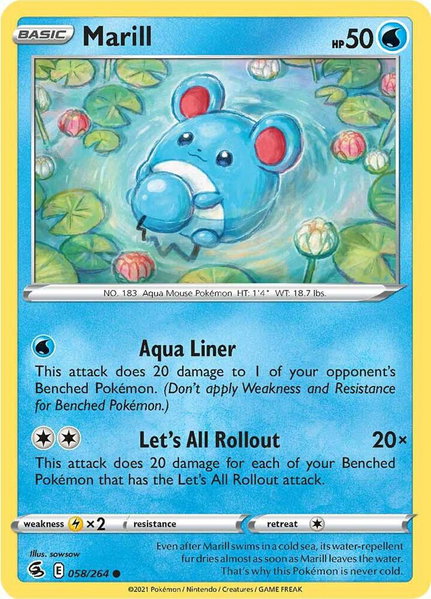 Marill trading card from SWSH08: Fusion Strike Marill - SWSH08: Fusion Strike Pokémon trading card