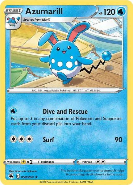 Azumarill trading card from SWSH08: Fusion Strike Azumarill - SWSH08: Fusion Strike Pokémon trading card