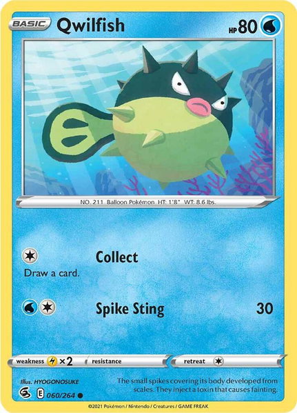 Qwilfish trading card from SWSH08: Fusion Strike Qwilfish - SWSH08: Fusion Strike Pokémon trading card