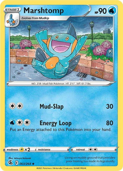 Marshtomp trading card from SWSH08: Fusion Strike Marshtomp - SWSH08: Fusion Strike Pokémon trading card