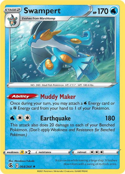 Swampert trading card from SWSH08: Fusion Strike Swampert - SWSH08: Fusion Strike Pokémon trading card
