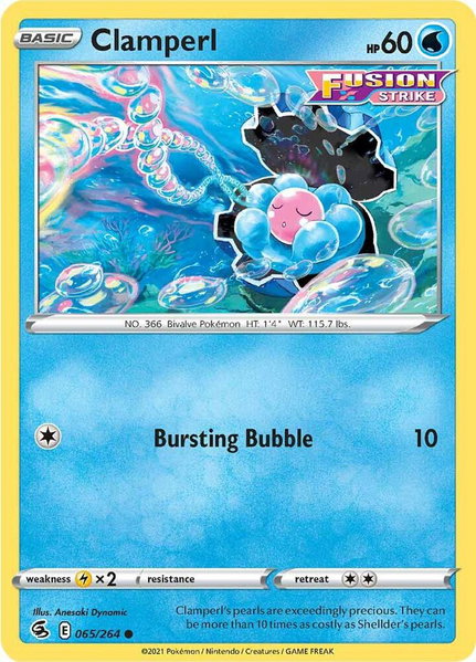 Clamperl trading card from SWSH08: Fusion Strike Clamperl - SWSH08: Fusion Strike Pokémon trading card