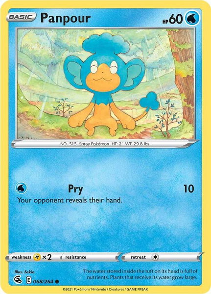 Panpour trading card from SWSH08: Fusion Strike Panpour - SWSH08: Fusion Strike Pokémon trading card