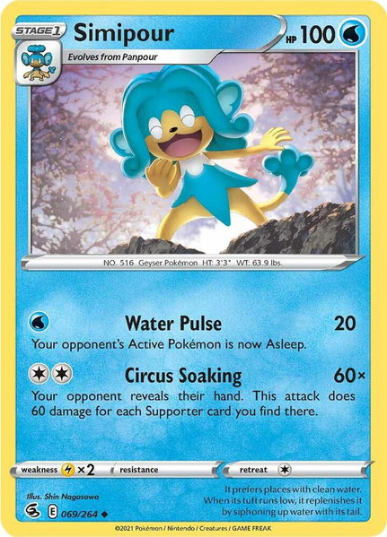 Simipour trading card from SWSH08: Fusion Strike Simipour - SWSH08: Fusion Strike Pokémon trading card