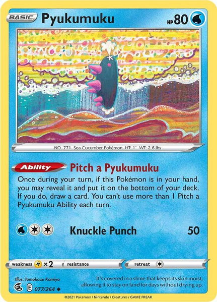 Pyukumuku trading card from SWSH08: Fusion Strike Pyukumuku - SWSH08: Fusion Strike Pokémon trading card