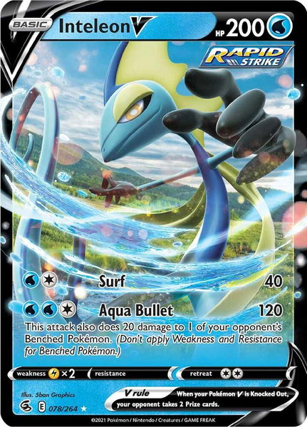 Inteleon V trading card from SWSH08: Fusion Strike Inteleon V - SWSH08: Fusion Strike Pokémon trading card